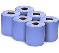 6 Rolls Blue Centrefeed Rolls 2 Ply Embossed Recycled Paper Towels Hand Towels Tissue Kitchen Wipe Away Wall Mounted Lockable Rolls for Commercial Home Office Garage Bathroom