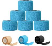 6 Rolls Blue Cohesive Bandage Wrap 4.5M x 2.5CM - Self-Adhesive First Aid Tape for Fingers, Toes, Small Cuts, Travel Kit, DIY, Sports and Pet Care - Breathable, Latex-Free, Tearable