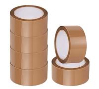 6 Rolls Brown Tape - 48mm x 66m Strong Adhesive and Low Noise Parcel Tape for Packing Parcels, Boxes, Postage Needs - Heavy-Duty Packaging Tape - Secure Sticky Brown Packing Tape