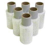 6 Rolls Clear Mini Handy Shrink Wrap 100mm x 150m 17mu - Extended Core Self-Adhering Pallet Stretch Wrapper - Heavy Duty Plastic Wrap for Moving House Furniture Wrapping Film
