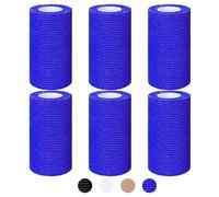 6 Rolls Cohesive Bandage, Self Adhesive Bandage Tape 10cm X 4.5m Vet Wrap For Horses, Self Adherent Vet Wrap & Pet Wrap, Dog Bandages, Football Sock Wrap & Shin Guard Tape For Wrist & Ankle (Blue)
