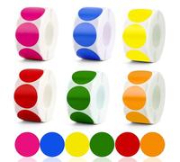 6 Rolls Coloured Dot Stickers,3000Pcs 25Mm Coloured Stickers,Self-Adhesive Multicoloured Circle Labels for Office, Calendar, Crafts & Gift Wrapping (Removable, Colour Coding)