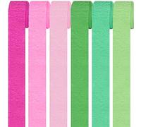 6 Rolls Crepe Paper Streamers, Green+Pink Crepe Paper Roll Streamer, 4.5cm*25m Paper Craft Crepe, Background Snakes Paper for Birthday, Party Decorations, Wedding Decorations (1.8 Inch x 82 Ft/Roll)