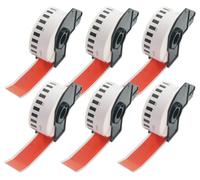 6 Rolls DK-22214 Coloured Labels 12mm x 30.48m Black on Red for Brother QL Printers