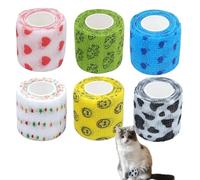 6 Rolls Dog Bandages for Paws - Vet Wrap for Dogs and Pets, Breathable and Self-Adhesive Bandages, Flexible Pet Bandage Wrap for Wounds and Injuries