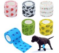 6 Rolls Dog Bandages for Paws - Vet Wrap for Dogs, Cats, and Pets, Protection for Injuries and Paws