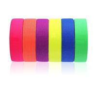 6 Rolls Fluorescent Tapes Reflective, 5M Luminous Tape Glow in The Dark UV Tapes Neon Self Adhesive Wrning Tape for Party Decoration Pub Party(6 Colors)