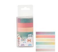 6 Rolls Glitter Washi Tape 12mm*2m Sparkling Decorative Tapes Colored Masking Tape for DIY Crafts Wrapping