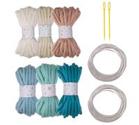 6 Rolls Hollow Braided String Cord 7mmX5Meters Multicolored Polyester Rope With Big Eye Needle And Metal Sculpting Wire Wire For Dreamcatchers And Beading