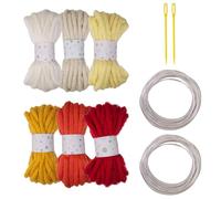 6 Rolls Hollow Braided String Cord 7mmX5Meters Multicolored Polyester Rope With Big Eye Needle And Metal Sculpting Wire Wire For Dreamcatchers And Beading