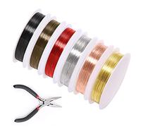 6 Rolls Jewelry Wire for Jewelry Making, VEGCOO Tarnish Resistant Copper Beading Wire with Mini Pliers, Bare Copper Wire for Beading Jewelry Craft Making, 28 Gauge(0.3mm)