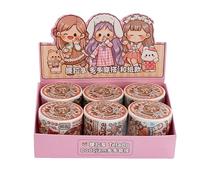 6 Rolls Kawaii Art Washi Tape Cute School Office Supplies Aesthetic Cartoon Decorative Masking Tape Set Japanese Embellishment Organizer Preppy Stuff for Scrapbook Journaling DIY Craft