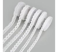 6 Rolls Lace Trimming for Sewing, 30 Yards Vintage White Lace Trim, 0.8-2cm Width Crochet Ribbon Trim, Cotton Laces Ribbon for Crafting, Sewing, Gift Package, Christmas Wedding Cards Decorations