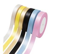 6 Rolls Multi-Color Satin Ribbon Set - 10mm Width 22.8m Long Ribbon, Pink/Black/White Gift Ribbon for Gift Wrapping,Ribbons for CraftingDIY Crafting & Party Decor