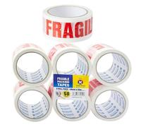 6 ROLLS OF FRAGILE STRONG PACKING PARCEL TAPE 48MM X 50M SELLOTAPE STATIONARY