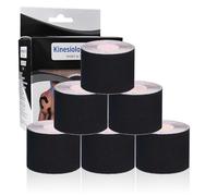 6 Rolls Pack Kinesiology Tape, Waterproof Elastic Muscle Support Tape Sports Tape Muscle Tape Knee Tape for Exercise, Sports & Injury Recovery, Breathable & Latex Free, 5cm x 5m Per Roll (Black)