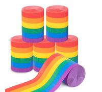 6 Rolls Pride Day Crepe Paper Streamers, Colorful Crepe Rolls, Rainbow Streamer Paper Decoration for Gay LGBT, Birthday Party Streamers for Wedding Decor (2.3 inch x 32.8 ft/Roll)