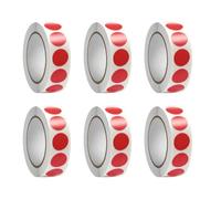 6 Rolls Red Dot Circular Stickers for Office School Organization File Sorting Inventory Management Labels Red Dot Sticker Round Circular Colour Coding Label