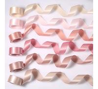 6 Rolls Ribbon for Flower Bouquet, 1" x 60yard Double Face Satin Dusty Rose Wedding Ribbon Pink Silk Ribbons for Wedding Invitations Craft Decorating Baby Shower Parties Dating (6 Colors)