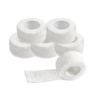 6 Rolls Self Adhesive Bandage Wrap 2.5cm X 4.5m Non-Woven Breathable Tape for Thumb Hand Finger Knee Wound Rock Climbing Weightlifting Golf First Aid Strapping Rugby Lifting Tape White