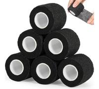 6 Rolls Self Adhesive Cohesive Bandage, Dog Bandage, Vet Wrap for Horses,5CM x 4.5M - Black ,Cohesive Wrap for Compression | Football Sock Tape, Wrist & Ankle