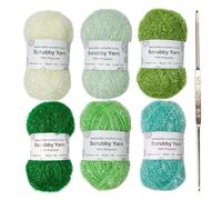 6 Rolls Sparkles Scrubby Yarn - Glitter Yarn for Crochet, Scrubby Polyester DishclothYarn, Rainbow SparklyYarn, for Crocheting Knitting Dishcloths Washcloths Home Decor Craft Projects