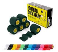 6 Rolls SPORTTAPE Self-Adhesive Football Sock Tape | 5cm x 4.5m - Dark Green | Cohesive Bandage Sock, Shin Pad Wrap | Football Tape for Goalkeeper, Wrist & Ankle, Pet & Vet Compression for Dog, Horse