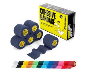 6 Rolls SPORTTAPE Self-Adhesive Football Sock Tape | 5cm x 4.5m - Navy Blue | Cohesive Bandage Sock Wrap, Shin Pad Tape | Goalkeeper Wrist Tape & Football Ankle Tape | Pet & Vet Wrap for Dogs, Horses