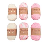 6 Rolls T Shirt Yarn, Soft Elastic Washable Knitting Yarn for Crocheting Projects, Multipurpose Fabric Cloth Yarn for DIY Carpets Baskets and Home Decor (Type 7)