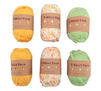 6 Rolls T Shirt Yarn Soft Elastic Washable Multipurpose Fabric Cloth T Shirt Knitting Yarn Carpet Yarn for Crocheting Projects (Type 8)