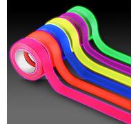 6 Rolls UV Tape Blacklight Reactive Tapes, Adhesive Fluorescent Neon Tapes 6 Colors Glow in The Dark Tapes Super Bright Spike Tape for Glow Party Stage, Pub Supplies (0.6 in x 16.4 ft Per)