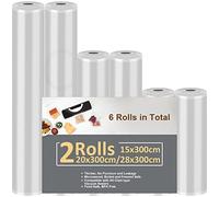 6 Rolls Vacuum Food Sealer Rolls, Vacuum Sealer Bags, 15/15x300cm+20/20x300cm+28/28x300cm Vacuum Food Sealer Bags, Vacuum Sealer Machine Bags