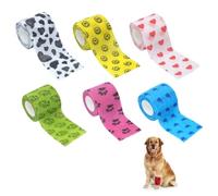 6 Rolls Vet Wrap Cohesive Bandages, 2.5 cm x 4.5 M Elastic Comfy Gauze Bandanas, Pet Wound No Woven Elastic Cohesive Tapes,Self-Cohesive Cover Wraps for Cat Dog Canine Care Wounds Dressings Adhesive