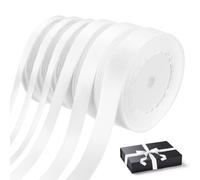 6 Rolls White Satin Ribbons, 6/10/15/20mm x 22m Thin White Ribbon for Gift Wrapping Balloon Curling Crafting DIY Bows Cake Birthday Party Wedding Decorations Ribbons