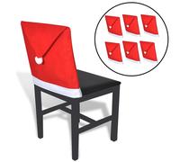 vidaXL Santa Claus Chair Back Covers - Set of 6 Festive Polyester Felt Chair Protections in Classic Red and White for Christmas Parties and Events