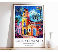 6 Santo Domingo Print Santo Domingo Travel Poster Dominican Republic Travel Art Floral Poster Ca Poster A5 - Wall Art Home Decor Movie Poster Canvas Film Cinema Retro Vintage Cult Classic Nostargic S