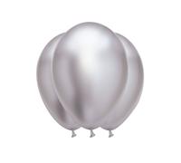 6 Satin Silver Latex Balloons 31 x 39 cm