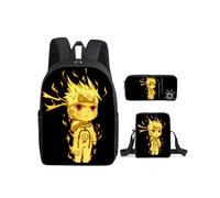 (6) School Children Anime Naruto Backpack for Boys Students 3 Pcs Set School Bag Shoulder Bag Pencil Case Naruto Uzumaki Travel