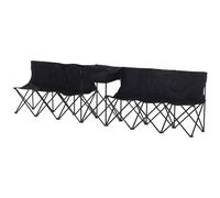 6 Seat Camping Bench Folding Portable Outdoor with Cooler Bag Black Outsunny
