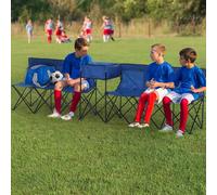 6 Seater Folding Steel Camping Bench w/ Cooler Bag Blue
