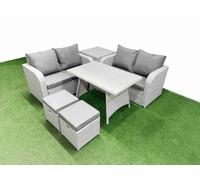 6 Seater Outdoor Love Sofa Set Rattan Garden Furniture Sets Fimous Light Grey One Size