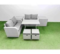 6 Seater Outdoor Love Sofa Sets Rattan Garden Furniture Set Fimous Light Grey One Size
