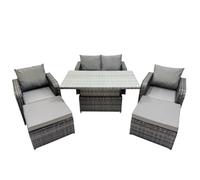 6-seater Patio Height Adjustable Rising Lifting Table Sofa Sets Fimous Dark Grey One Size