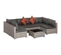 Outsunny 4 Pieces Patio Rattan Wicker Sofa Set Outdoor Conservatory Furniture Set In Grey Grey