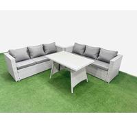 6-seater Patio Rectangular Table 3 Seater Sofa Set Light Grey Fimous Light Grey One Size