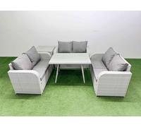 6-seater Patio Rectangular Table Love Sofa Set with Side Table Fimous Light Grey One Size