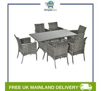 7pc Outsunny Outdoor Dining Rattan Garden Furniture Set