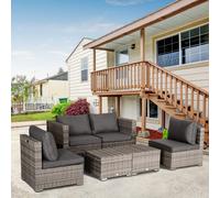 6-Seater Sofa Coffee Table Rattan Garden Furniture Set Outdoor Patio