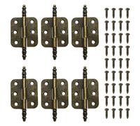 6 Set Antique Bronze Mini Hinges Crown Head Antique Decorative Hinge Bronze Mini Hinges for Vintage Wooden Box Cabinet Door Drawer Cupboard