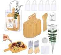 6 Set Baby Shower Game Prizes for Game Winners Adults, Bamboo Mini Charcuterie Boards with Spoon Fork Towel & Gift Bags, Bridal Shower Prizes Gifts for Guests - All-in-One Adult Party Favors